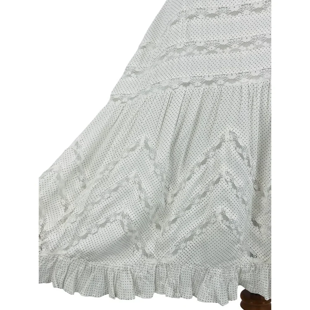 Free People White Voile & Lace Trapeze Slip Dress | Boho Cottagecore Grunge M - Picture 9 of 16